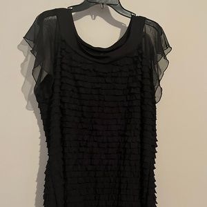Sheer New Directions Woman Black Ruffled Top 2X